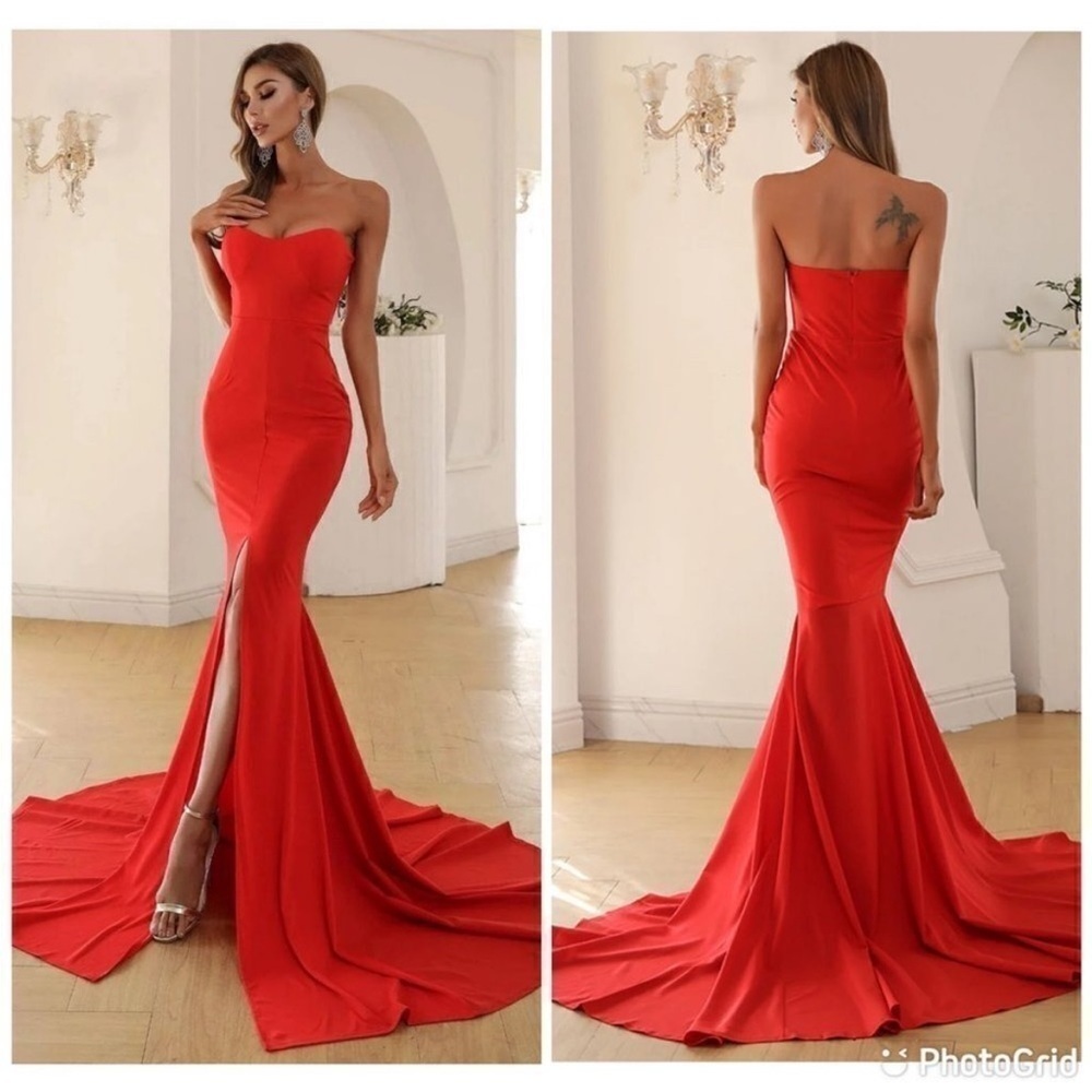 Miss Ord Women’s Red Sweetheart Neck Trumpet Gown Dress Sz XL NWT